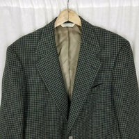 Evan Picone Filenes Wool Checked Sport Coat Jacket Blazer Mens L Blue Tan USA