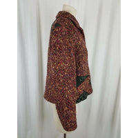 Vintage 80s CanvasBacks Wool Silk Patchwork Art to Wear Woven Jacket Womens 14