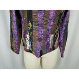 Coldwater Creek Boucle Tapestry Metallic Silk Wool Purple Jacket Womens PXS