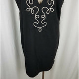 E.D. Michaels Midi Tunic Little Black Jersey Knit Tunic Dress Womens L Ribbon