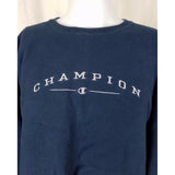 CHAMPION Embroidered Logo Reverse Weave Jersey Knit Crew Sweatshirt Mens L Navy