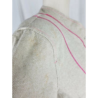 Sigrid Olsen Woven Tan Linen Cotton Pink Piped Button Up Jacket Blazer Womens 8