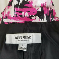 Jones New York Studio Separates Abstract Fuchsia Pink Jacket Blazer Womens 12