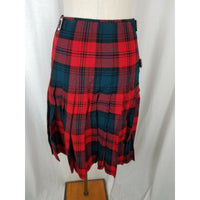 Vintage Belted Wool Tartan Scotch Plaid Kilt Wrap Skirt Womens S Red Buckles