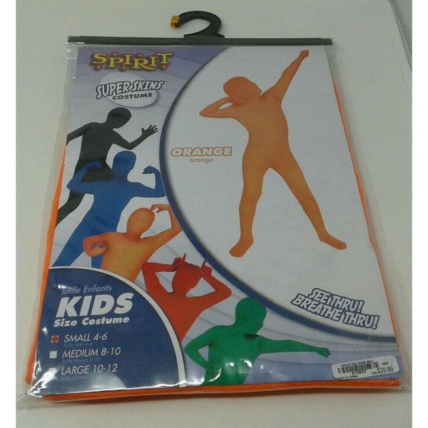 Super Skins Orange Kids Spirit Halloween Costume Fits Small 4-6 C&Breathe Thru