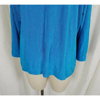 NWT QVC Style Citiknits Stretch Top Tunic Shirt Womens XL Blue Scoop Neck Ribbed
