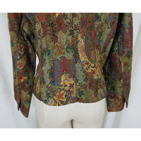 Coldwater Creek Boucle Tapestry Paisley Print Funnel Neck Jacket Womens PS