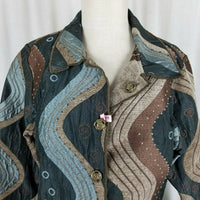 Winding River Reversible Woven Tapestry Jacket Blazer Womens S M Wavy Stripes