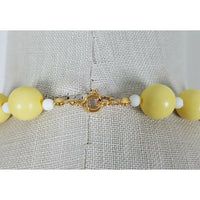 Vintage Single Strand Yellow Beads BEADED NECKLACE Choker Length Resin Lucite