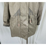 Ms. Cambridge Metallic All Weather Trench Coat Womens M Cinch Waist Cape Top Tan