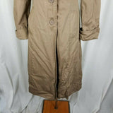 Vintage Plaid Insulated Blanket Lined Rain Trench Coat Womens XS S Tan Khaki 70s