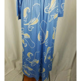 Vintage 70s Hal Ferman Long Maxi Hawaiian Paisley House Dress Womens 16 NOS Blue