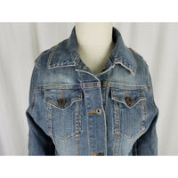 Riders Copper Collection Factory Distressed Jean Denim Trucker Jacket Womens M