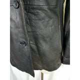 Marc New York Distressed Black Leather Jacket Womens M Fitted Tailored Button Up