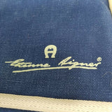 Etienne Aigner Denim Blue Jean Purse Crossbody Large Shoulder Bag Canvas Tan