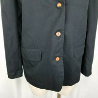 Esprit Collection Black Twill Blazer Jacket Womens L Vintage Preppy 3 Button 80s