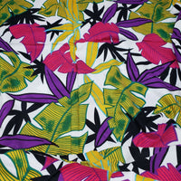 Vintage Hawaiian Large Leaf Hibiscus Floral Print Synthetic Dress Fabric 3 Yards