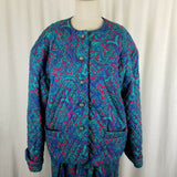 Vintage David Brooks Country Store Paisley Quilted Jacket Skirt Suit Womens 16