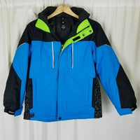 Gerry Boys Azure Blue Rainwear Hooded Colorblock Winter Jacket Parka Kids 10 12