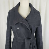 Gap Funnel Neck Belted Tie Double Breasted Twill Short Trench Coat Womens S 2009