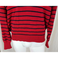 Polo Ralph Lauren Striped Knit Collared Henley Polo Pullover SWEATER Red Mens L