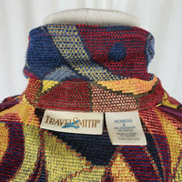 Travel Smith Woven Abstract Tapestry Blazer Jacket Womens S Art to Wear Striped