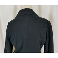 Gap Stretch Black Half Belted Back Full Button Up Jacket Womens 8 Apron Pockets