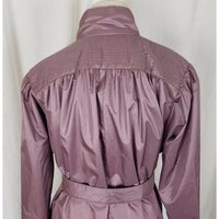 Jennifer Hill Shiny Wet Look Belted Tie Sash Long Trench Coat Womens 6 Rose Pink