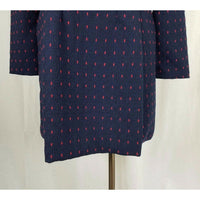 NWT Xian Dong Polka Dotted Woven Brocade Dress Womens S Korea Fit & Flare Navy