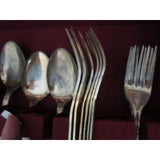 Holmes & Edwards Stainless Steel Floral Flatware Set in Chest Japan Tongs