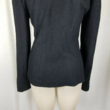 Cupio Black Ruffled Collar Lapel Viscose Boiled Wool Sweater Jacket Womens S