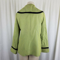 Moshita Couture Green Checked Black Piping Wide Lapel Blazer Jacket Womens 12