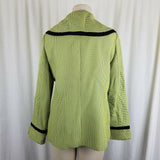 Moshita Couture Green Checked Black Piping Wide Lapel Blazer Jacket Womens 12