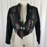 Native Components Leather Woven Bolero Jacket Southwestern Tapestry Womens M