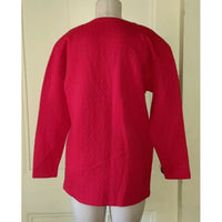 NOS Carroll Reed Diamond Embossed Textured Cardigan Sweater Jacket Womens L Red