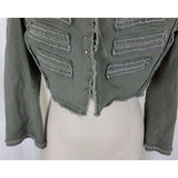 Anthropologie Mystree Cropped Military Band Jacket Blazer Womens M Olive Green