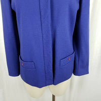 Bleyle All Wool Collarless Placket Front Blazer Jacket Womens 10 Cobalt Blue USA