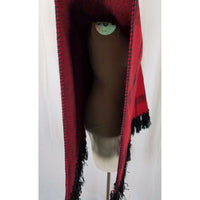 LRL Ralph Lauren Red Buffalo Plaid Wool Woven Cape Stadium Blanket Womens S M