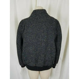 Vintage Saril Black Wool Speckled Short Peacoat Bomber Jacket Womens L USA Knit