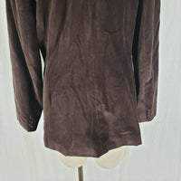 Vintage INC Petite Chocolate Brown Velvet Jacket Blazer Womens 12P Button Up USA