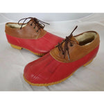 Vintage Sherpa Shearling Fleece Lined Red Rubber Duck Low Shoe Boots Womens 8