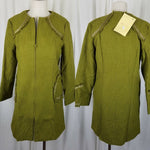 Paula Hian Luxe Raw Edge Metallic Trim Woven Long Blazer Jacket Coat Womens XS