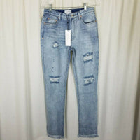 Dance & Marvel Distressed Raw Edge Fringe Blue Jeans Womens M Denim Destroyed