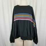 American Eagle Rainbow Jersey Knit Pullover Crewneck Sweatshirt Sweater Womens L