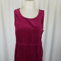 LL Bean Ellsworth Cotton Velveteen Maxi Jumper Dress Womens 6 Berry Sleeveless