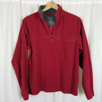 LL Bean Fleece 1/4 Zip Pullover Sweater Jacket Mens S Sweatshirt Henley Red