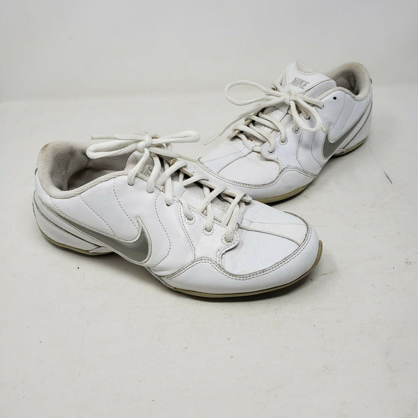 Nike Dance Athletic Shoes White Leather Sneakers Womens 8 2009 366191-103 Silver