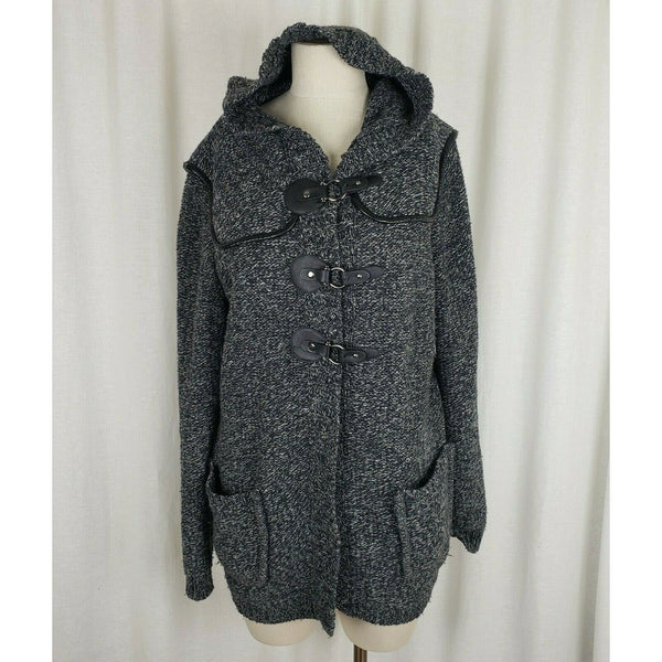 Gerard Darel Hooded Wool Toggle Knit Sweater Jacket Cardigan Coatigan Womens 3 L