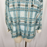 Express French Country Fuzzy Fleece Plaid Pullover 1/4 Zip Up Jacket Womens L