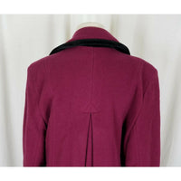 Spiegel Wool Velvet Long Maxi Double Breasted Peacoat Coat Womens 12P Raspberry